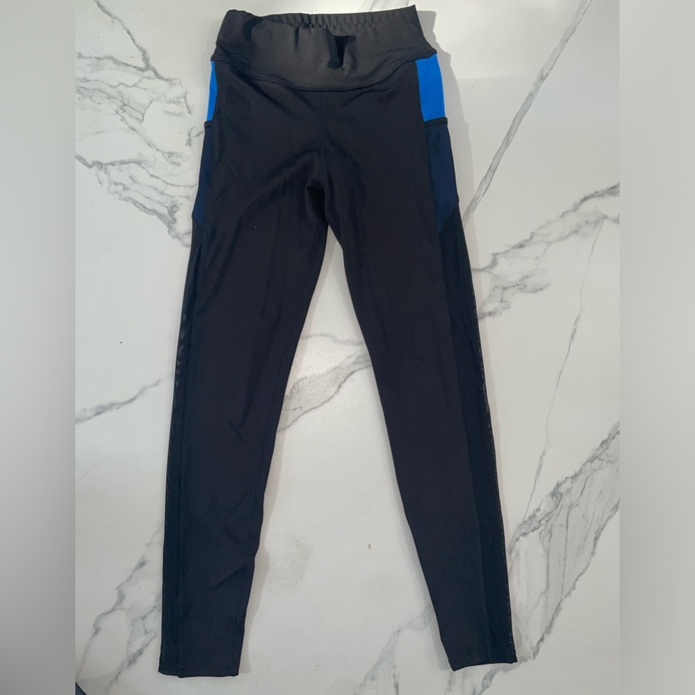 NEW Gym leggings blue and black with mesh